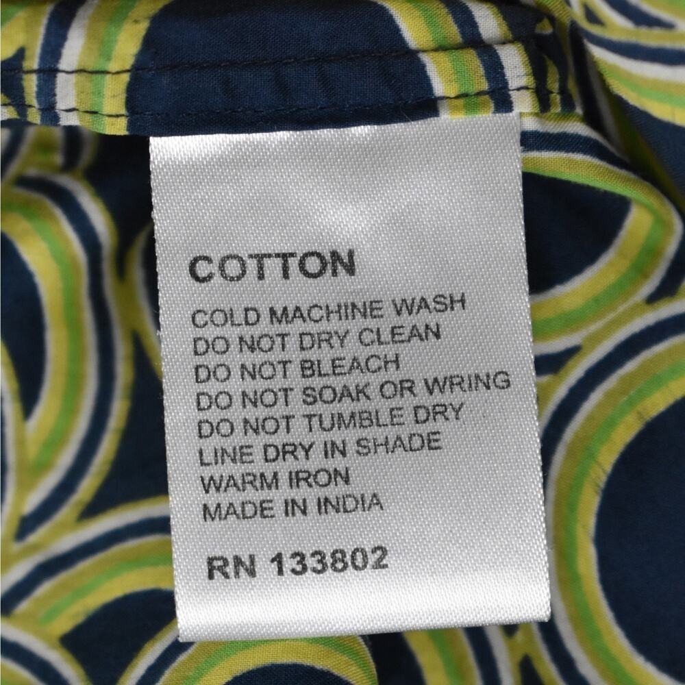 David Smith Australia Button Up Shirt Mens L Blue Green Long Sleeve Geometric - Picture 8 of 11